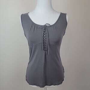 Preswick Moore Top Women M Petite‎ Purple Buttons Stretch Lace Babydoll Y2K 90s